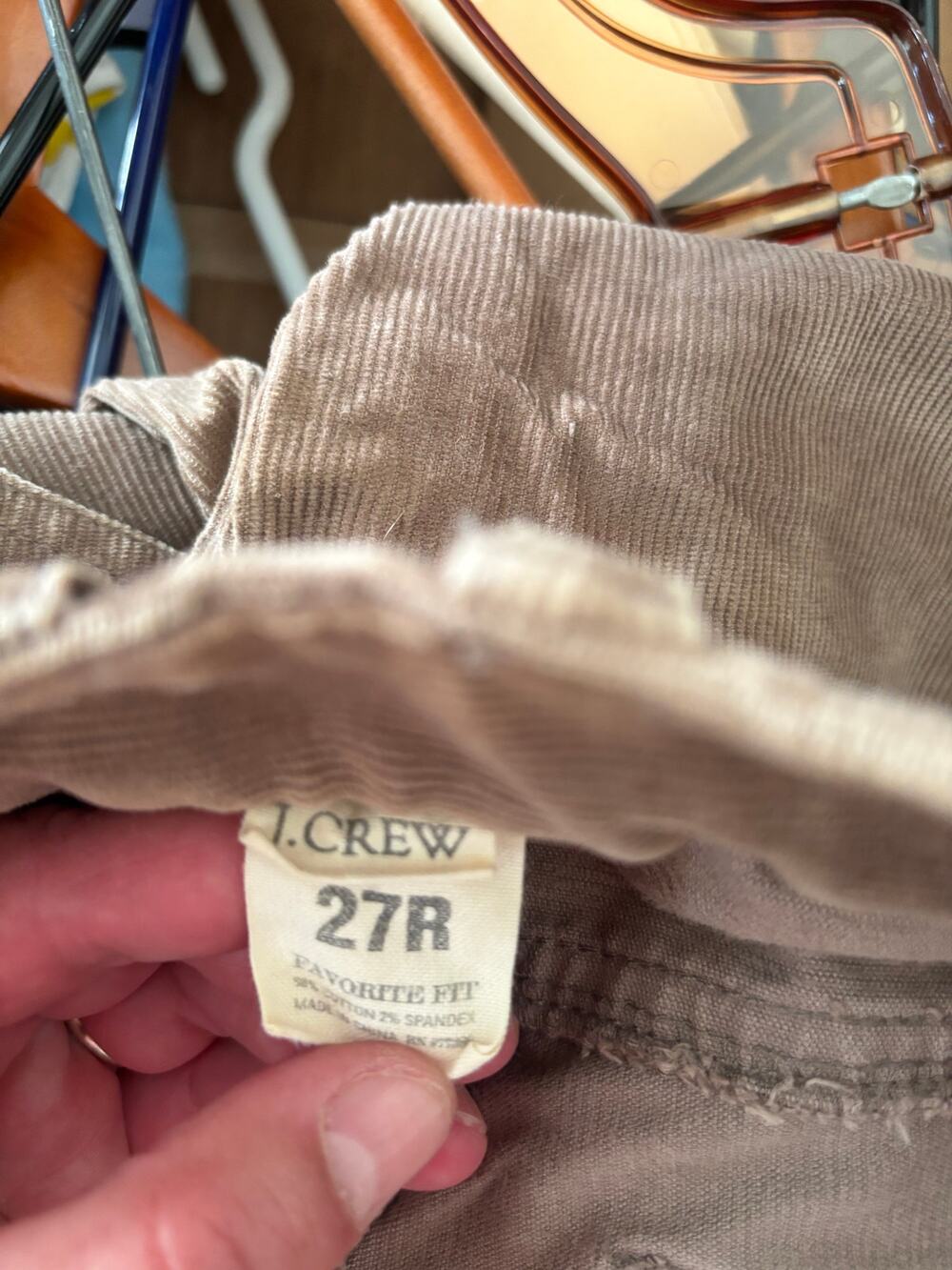 J.Crew Favorite Fit Corduroy Pants Size 27R Mushroom Brown Straight Leg Stretch
